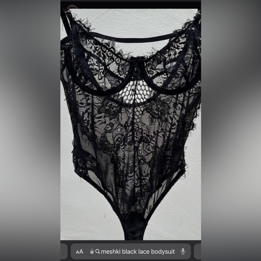Popular Meshki Black Valerie Lace Bodysuit